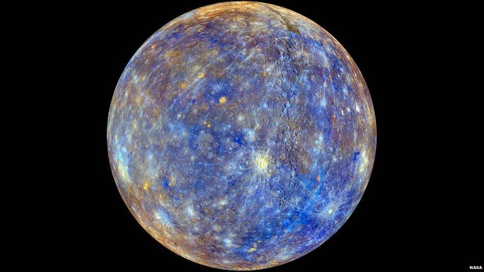 Colourful image of the planet Mercury