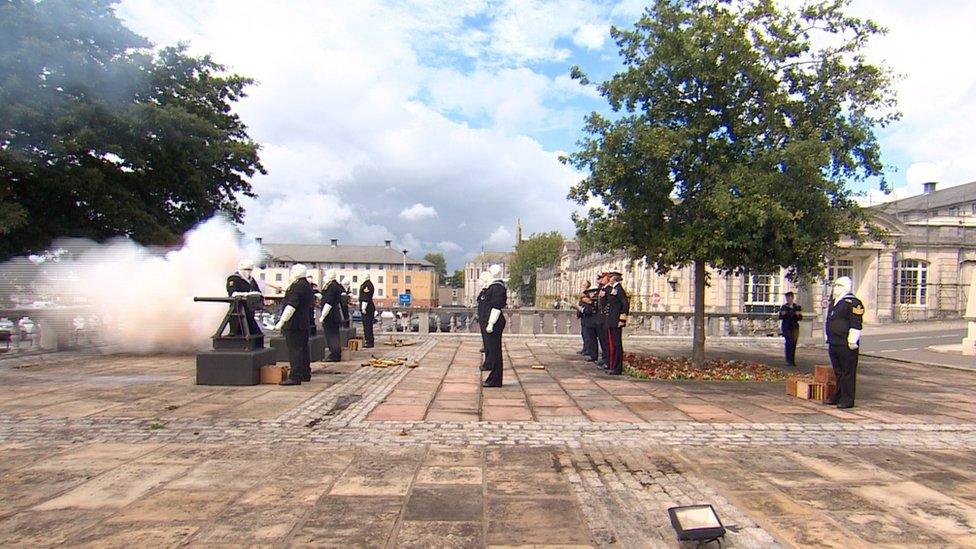 Gun salute in Plymouth