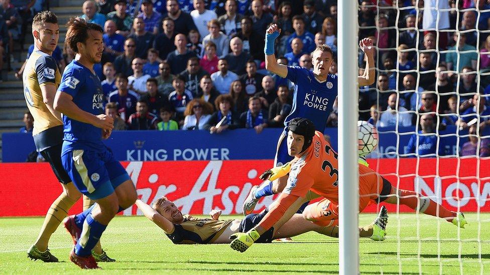 Vardy scores against Arsenal