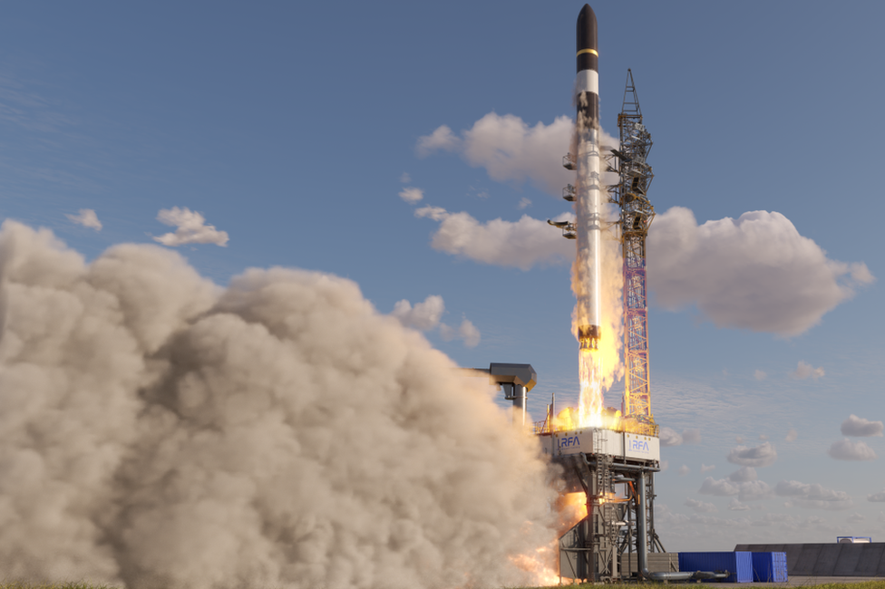 Artist's impression of SaxaVord rocket launch