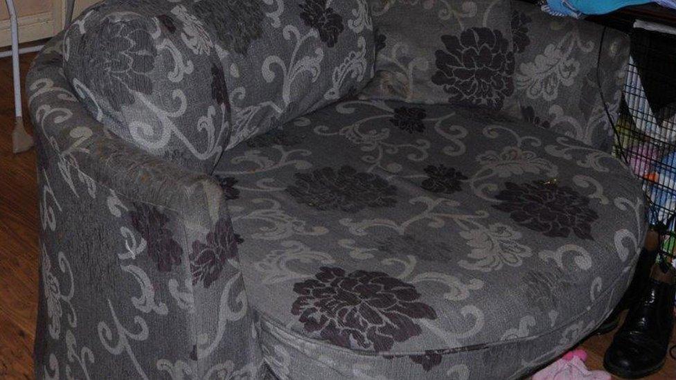 Sofa where Poppi Worthington was resuscitated