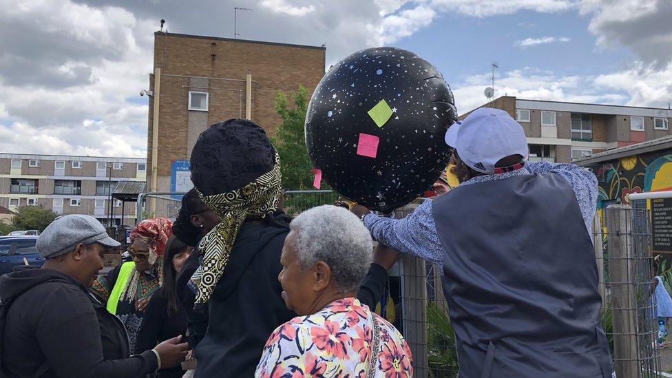 Wishes and prayers were written on a balloon