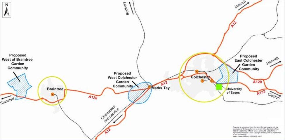 map for proposed garden communities