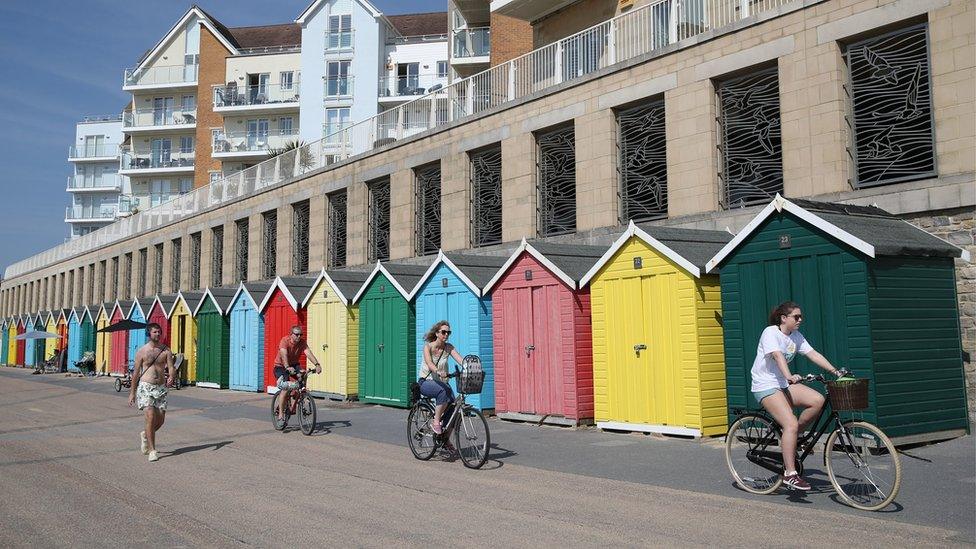 Cyclists near Boscombe beach