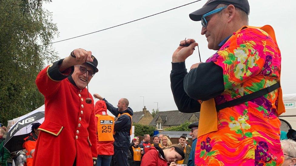 Chelsea Pensioner John Riley and the 2017 Conker King attempted to regain his title