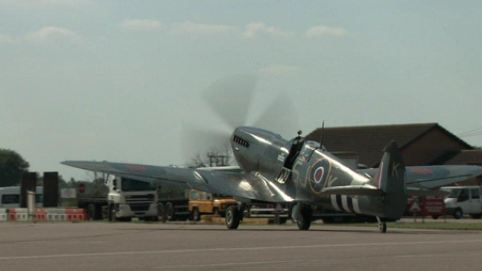 An RAF plane on a runway