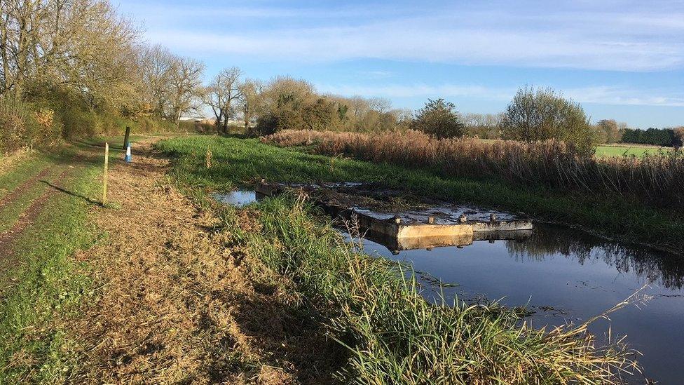 A partially cleared canal