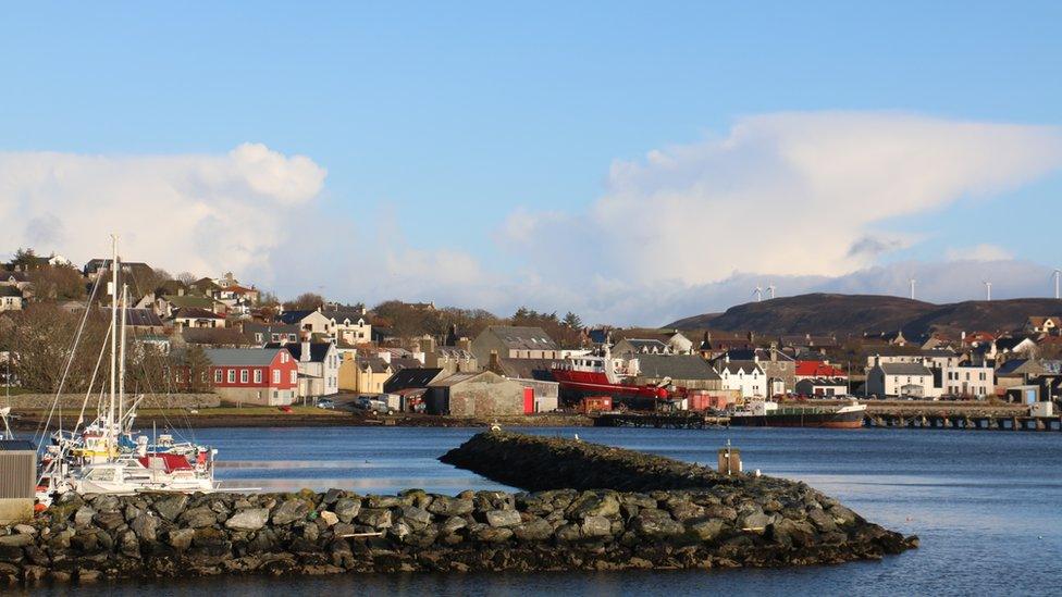 Scalloway harbour in Shetland