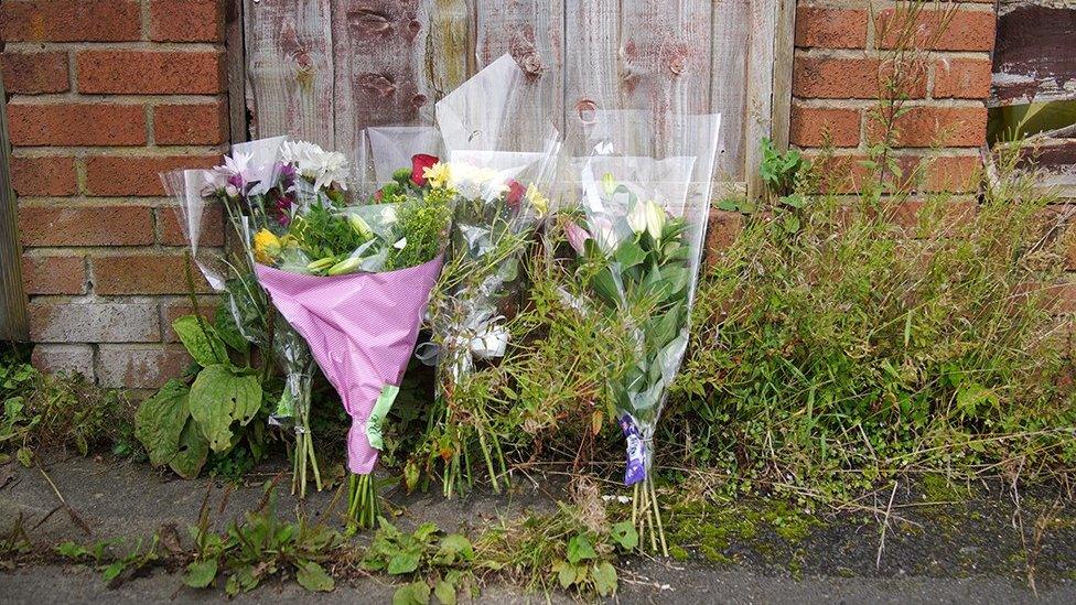 Flowers outside a property on Ainsworth Road, Radcliffe