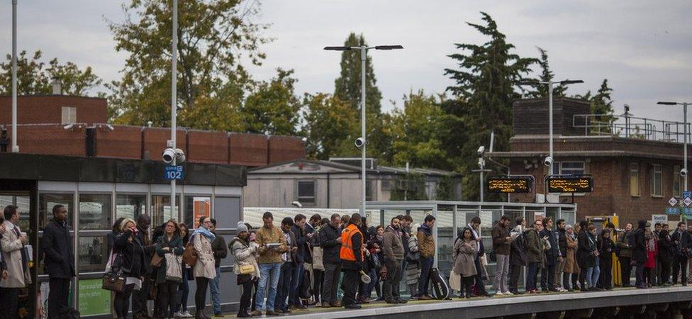 Passengers on a platform