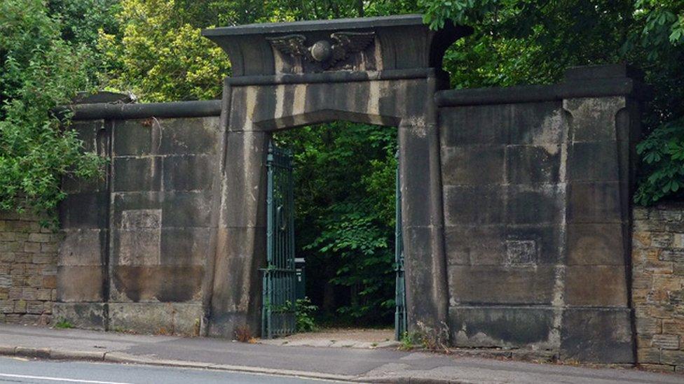 An entrance into the cemetery