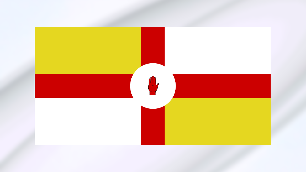 An artistic impression of the "proposed new flag for Northern Ireland" based on a design suggested in the 1995 memo