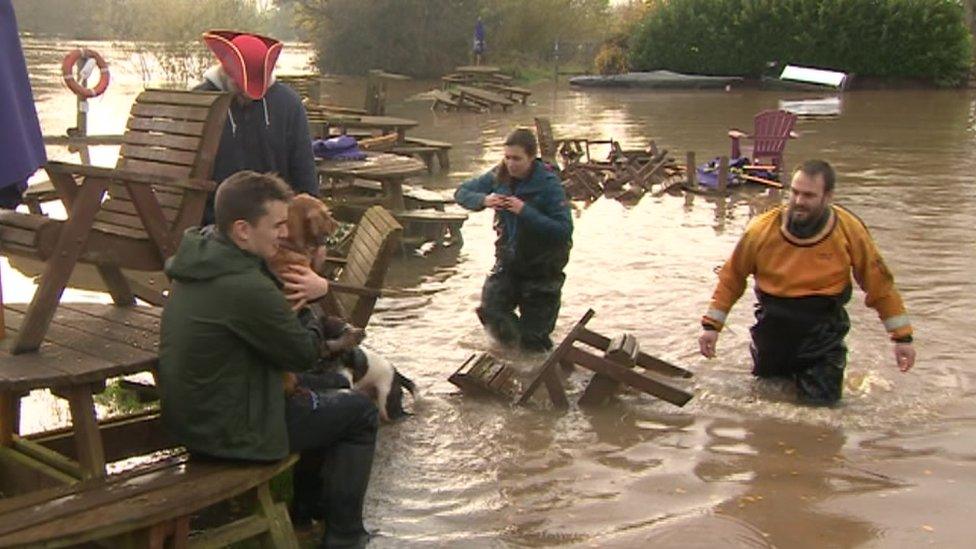 Staff at The Boat Inn in what was the garden