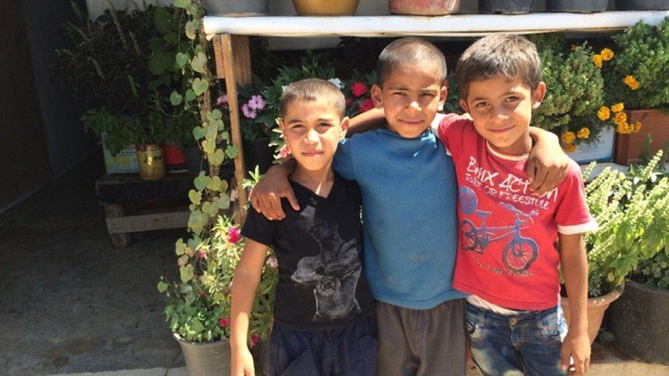 Boys at a Syrian refugee camp