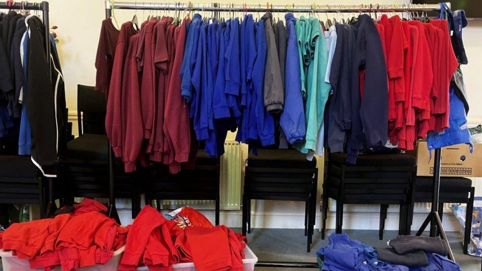 Rail of school uniforms