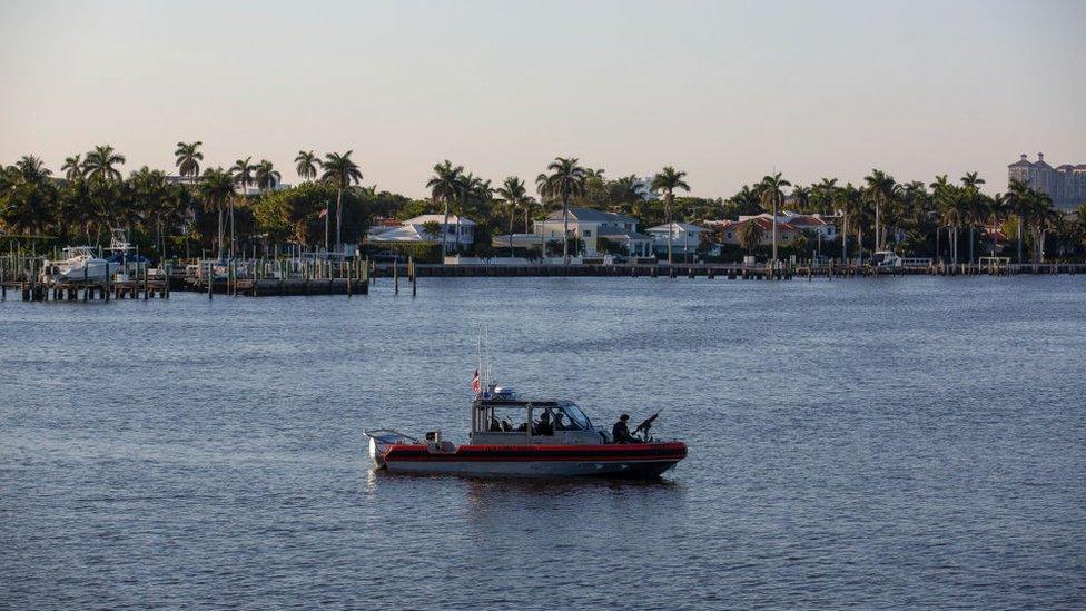 A coast guard patrol in West Palm Beach, Florida