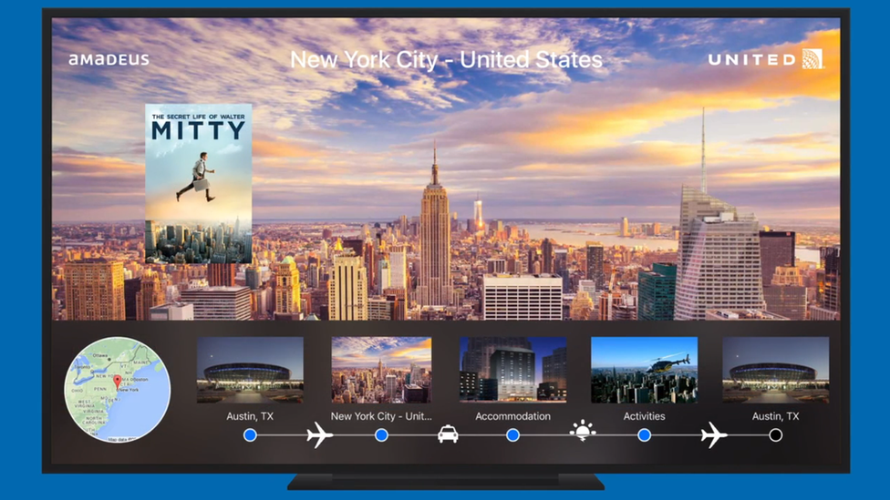 Screengrab of TV travel app prototype