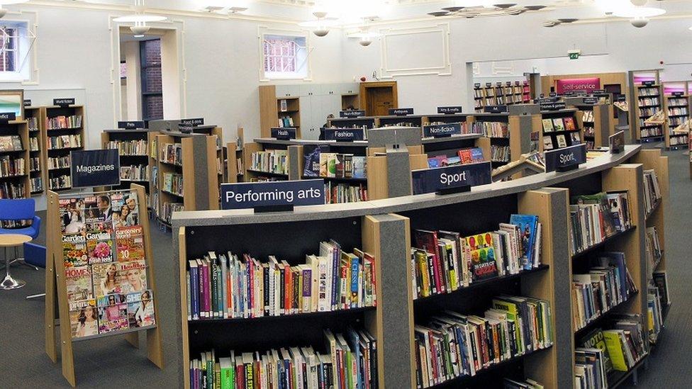 Shelves of books at Gateshead Central Library