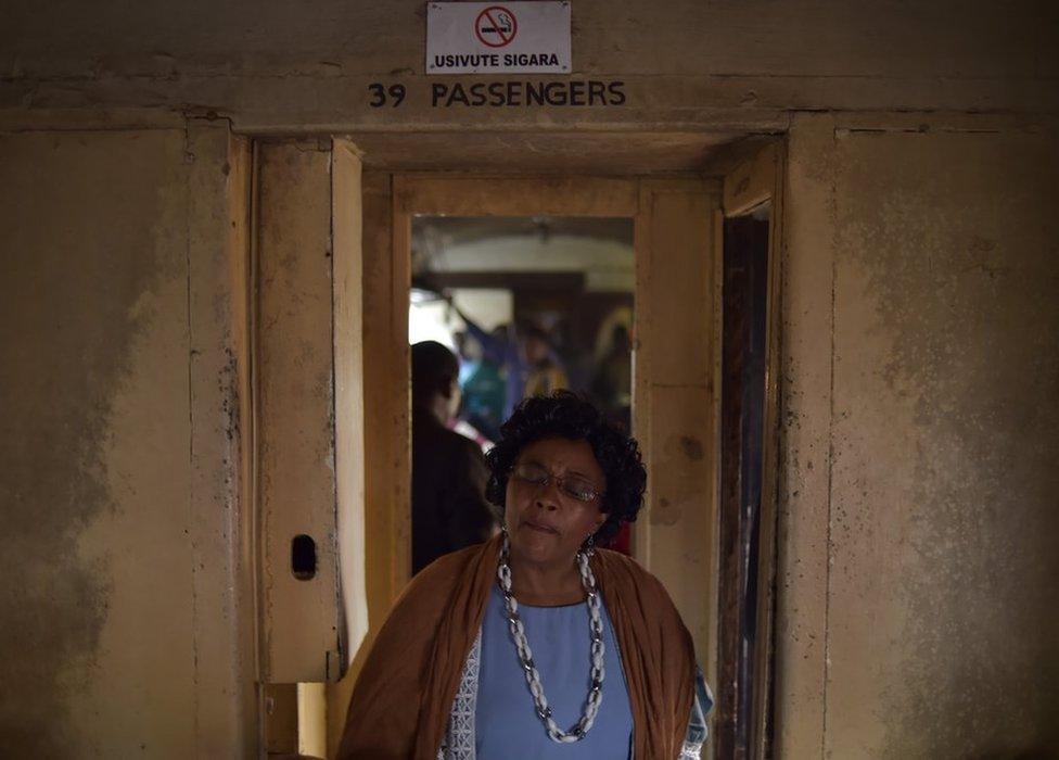 Woman in train