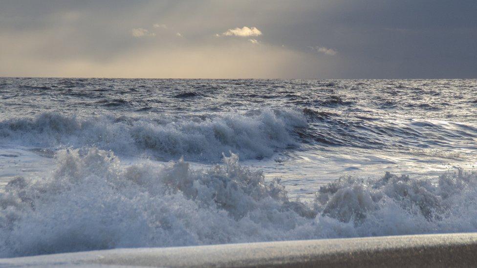 Lincolnshire coast during a storm