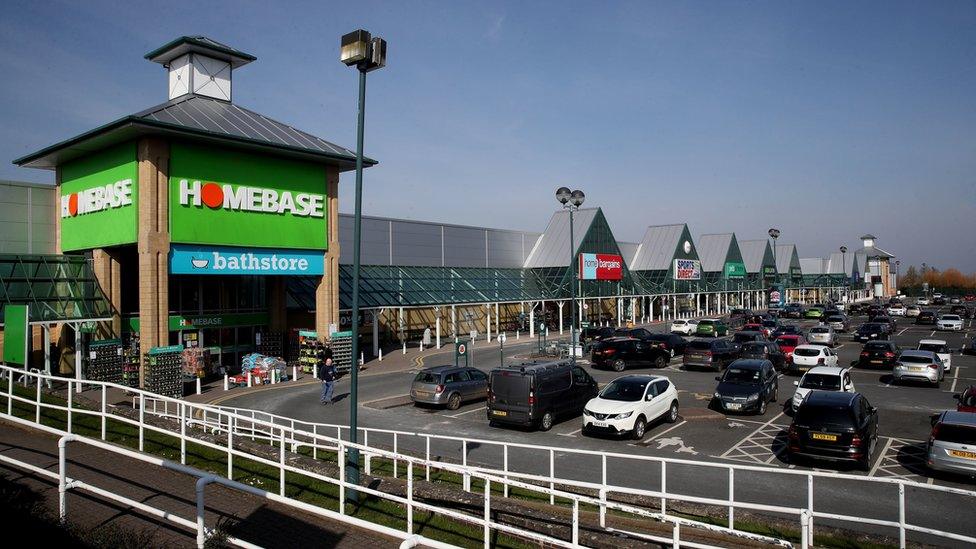 A view of a Homebase store at Wrekin Retail Park in Telford