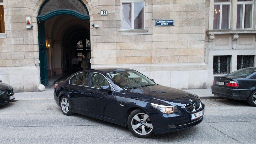 Greek ambassador Chryssoula Aliferi leaves Greek embassy in Vienna. 25 February 2016