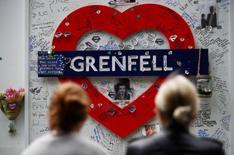 Messages at the base of Grenfell tower