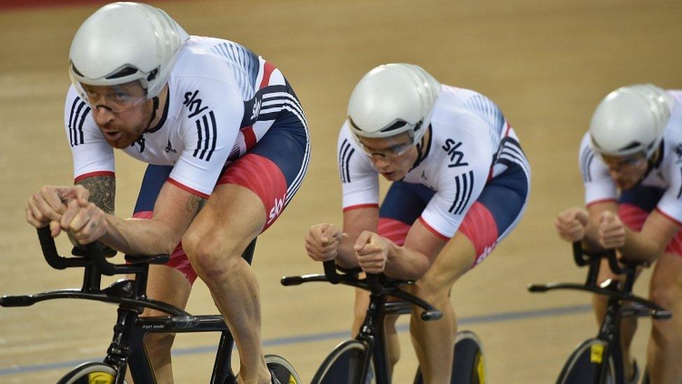 Sir Bradley Wiggins leads the GB men's pursuit team