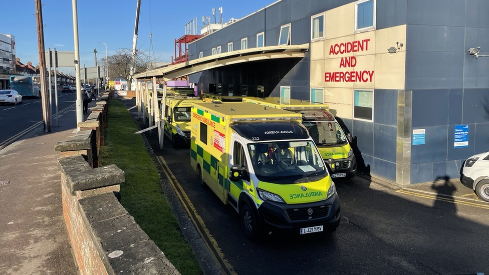 Ambulances outside hospital