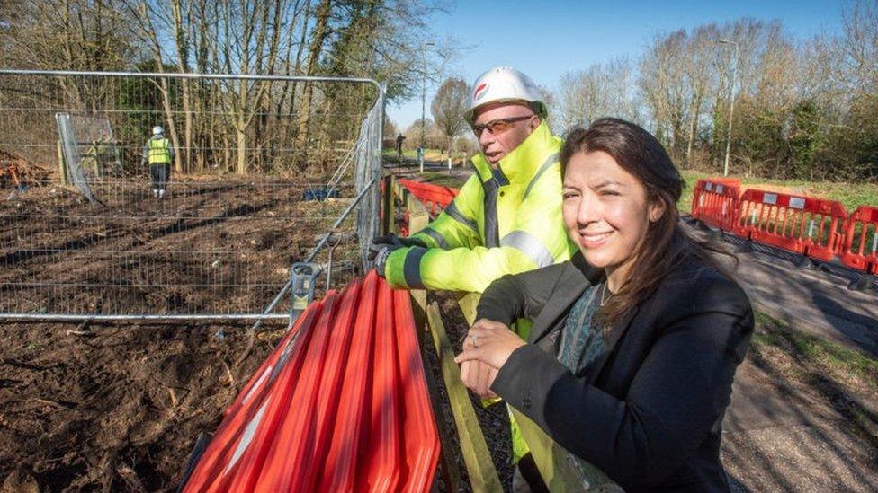 Head teacher Kay Wood at the Swan School building site