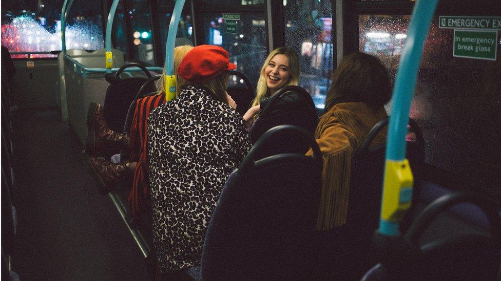 Women on a bus in London