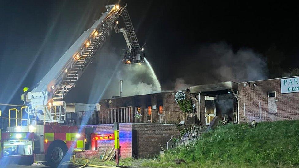 Fire at a former social club in Inkersall