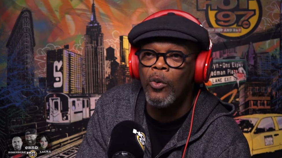 Samuel L. Jackson being interviewed for Hot 97 FM