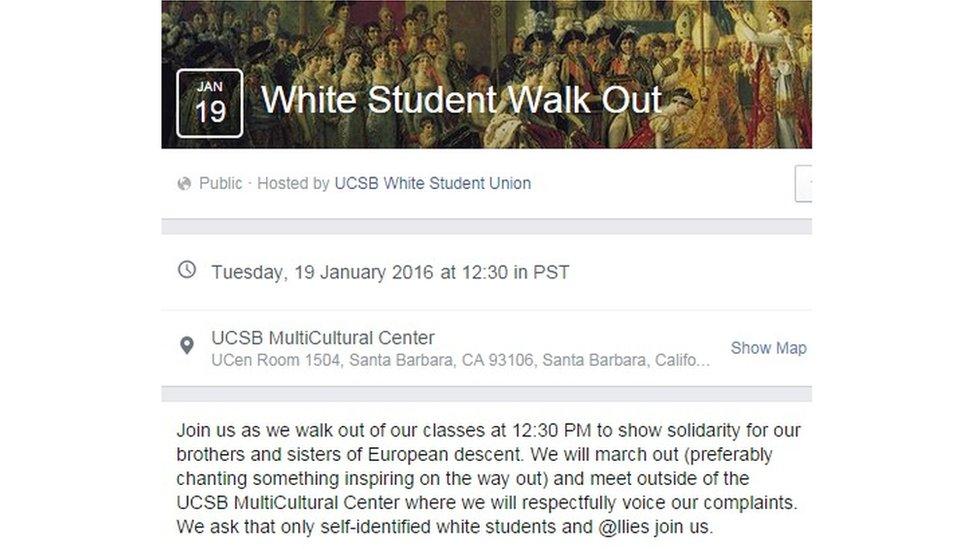 "White Student Walk Out" event hosted by University of California, Santa Barbara