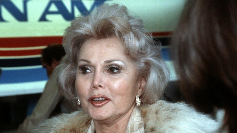 Zsa Zsa Gabor at London's Heathrow airport, June 1982