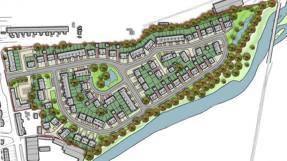 An aerial plan of a proposed layout of the site