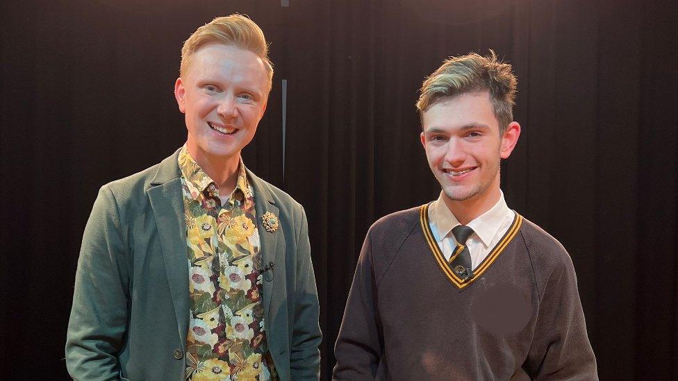 Owain Wyn-Evans and Connor speak about Section 28 at a school in South Wales