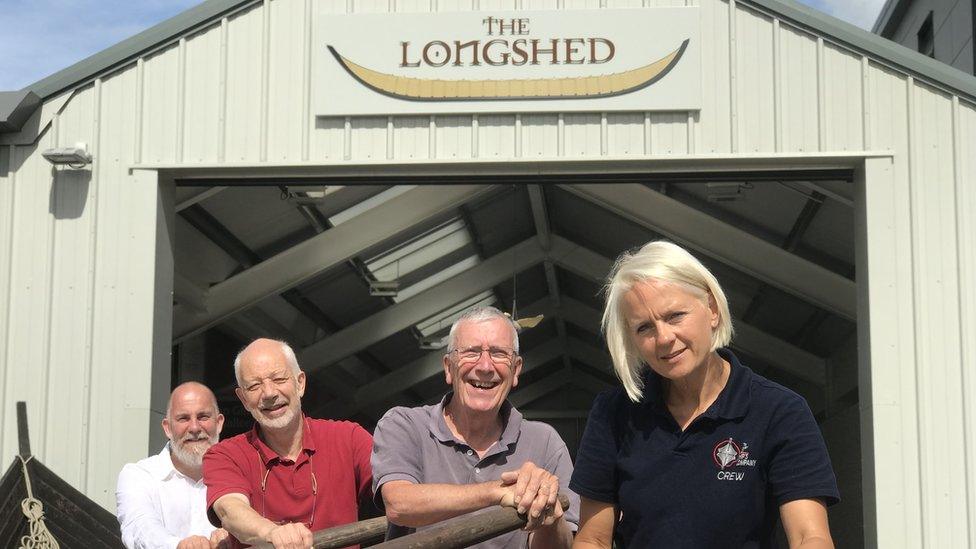 Team members from the Sutton Hoo replica ship building team.