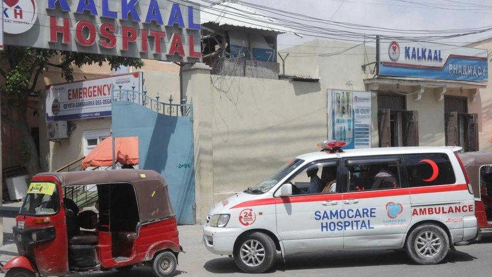 Ambulance driving into hospital in Somalia