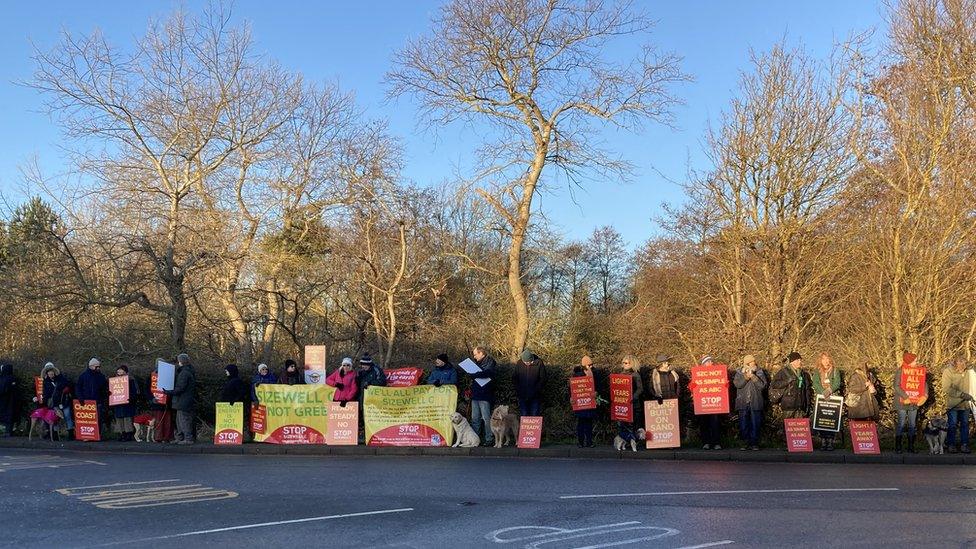 Protesters outside Sizewell