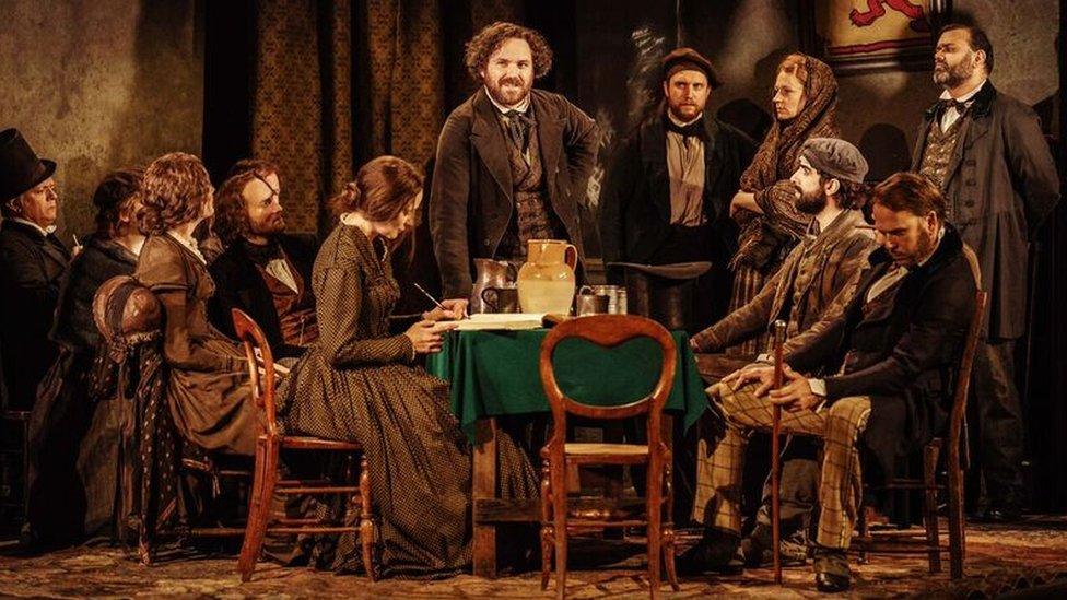 Rory Kinnear (centre) with the Young Marx cast