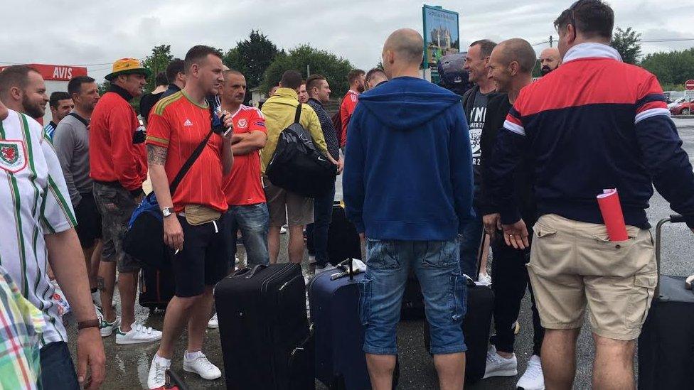 Fans at Bergerac airport