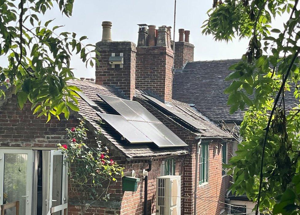 Solar panels on roof of house