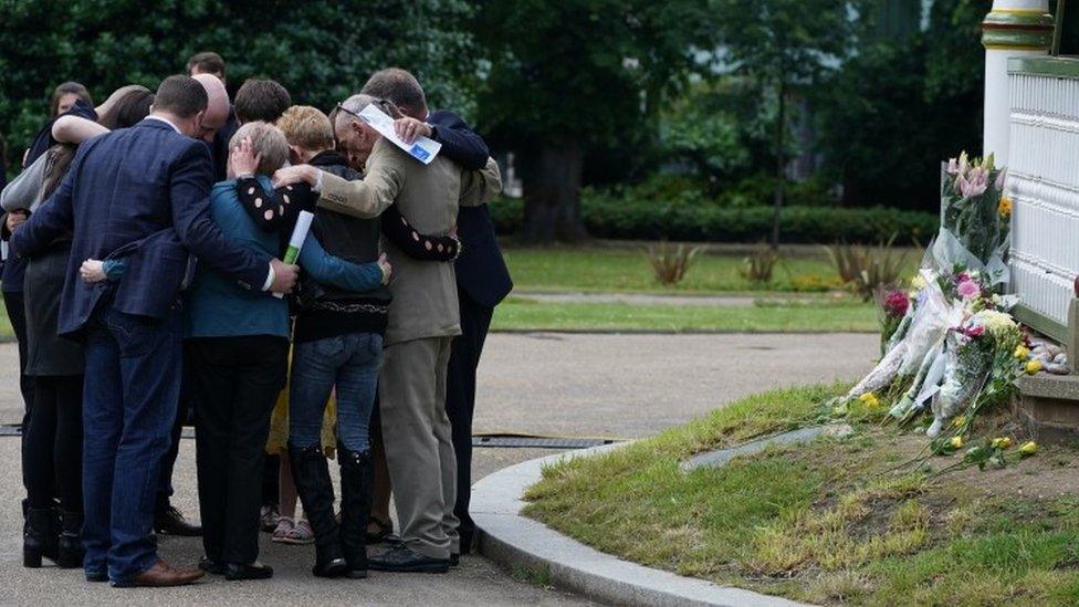 The families of the three victims of a terror attack at Forbury Gardens