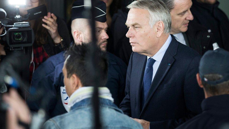 French Foreign Affairs Minister Jean-Marc Ayrault Roissy leaves the Mercure Hotel next to Charles de Gaulle airport where he met relatives of the passengers to address the press near Paris, France, 19 May 2016.