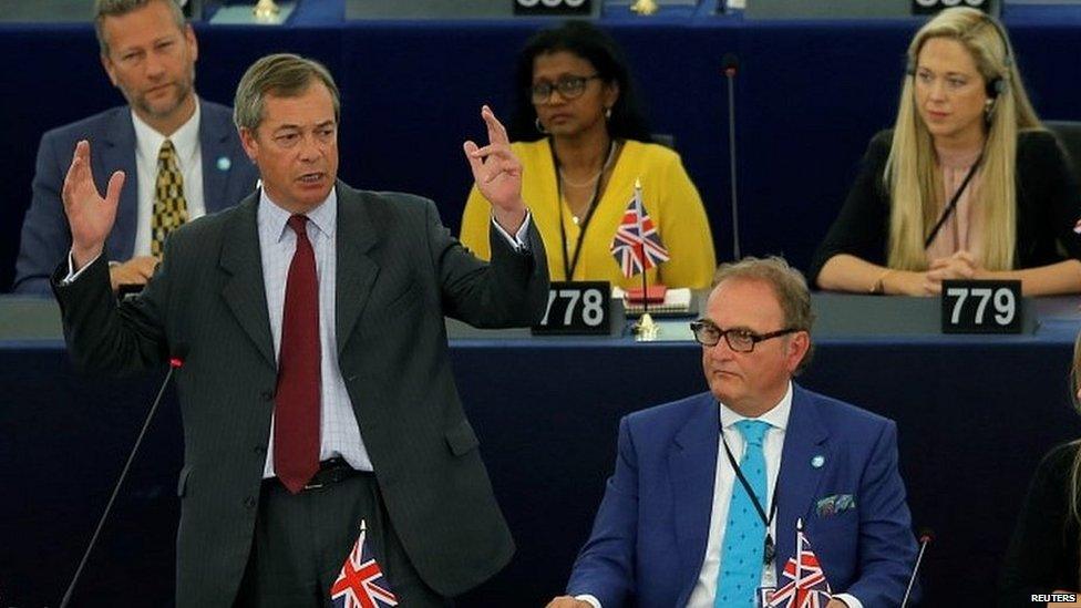 Nigel Farage speaking in the European Parliament