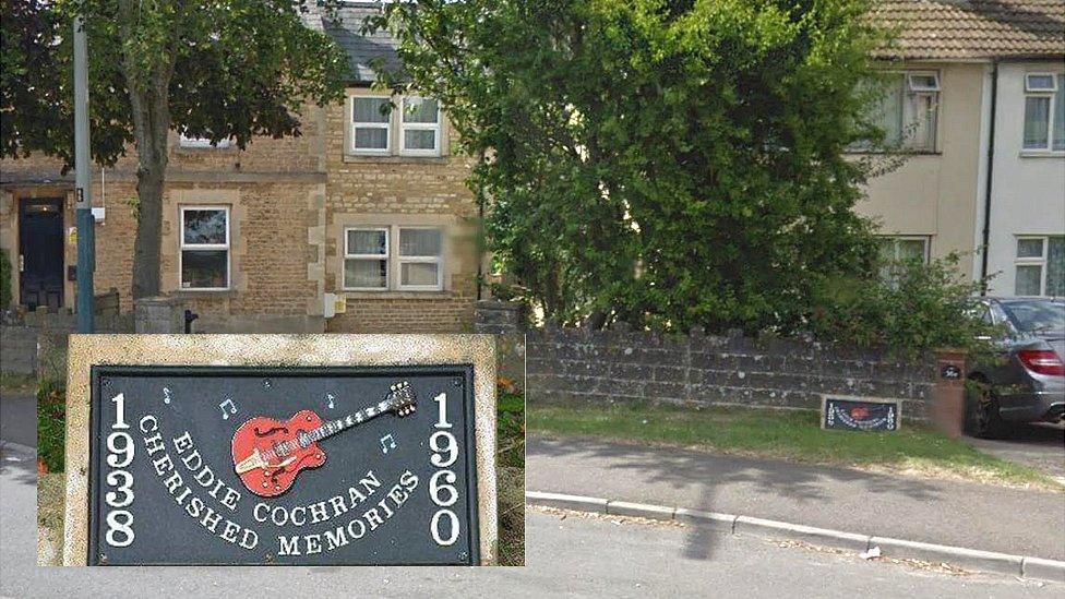 Eddie Cochran memorial plaque, Chippenham, Wiltshire