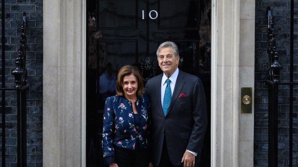 Speaker of the House Nancy Pelosi (D-CA) and her husband Paul Pelosi outside No 10