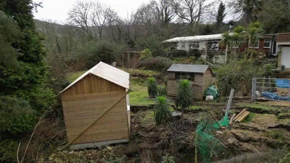 Collapsing house in Luccombe, Isle of Wight