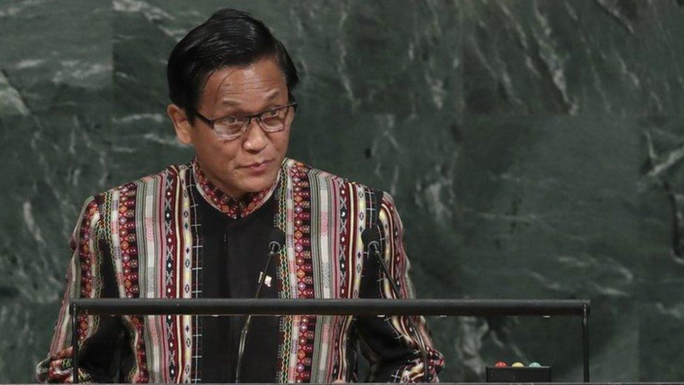 Henry Van Thio, Vice President of Myanmar, addresses the United Nations General Assembly at UN headquarters, 20 September 2017 in New York City.